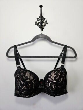 Pleasure State Lace Push Up Bra Size 34E Black